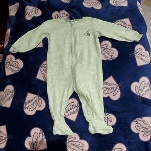 Leaf Print Mint Green Kids Footie
